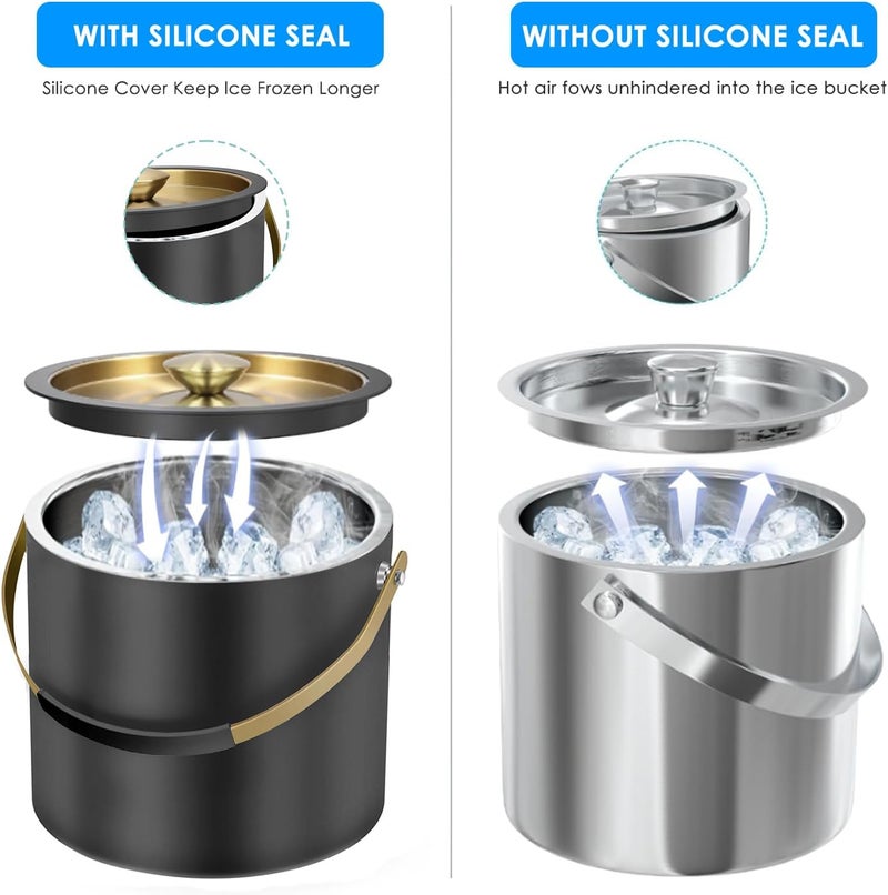 Five Home 3.2L Insulated Ice Buckets for Parties, Elegant Double Wall Stainless Steel Champagne Buckets with Lid & Scoop,Ideal for Cocktail Bar, Chilling Wine, Champagne - Image 4
